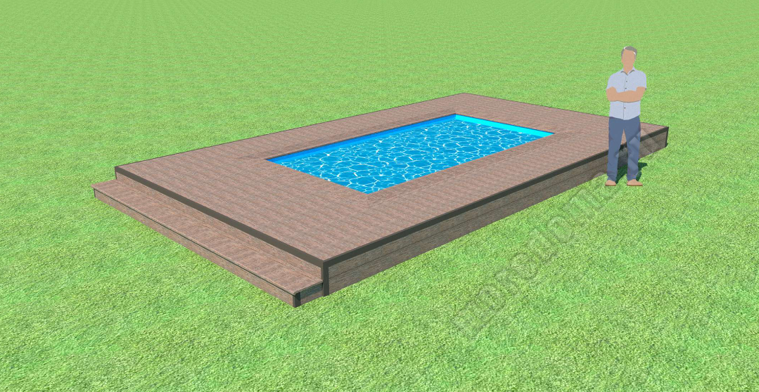 Комплект ДПК доски (+ комплект аксессуаров) для прямоугольного бассейна 4 х 2 метра 